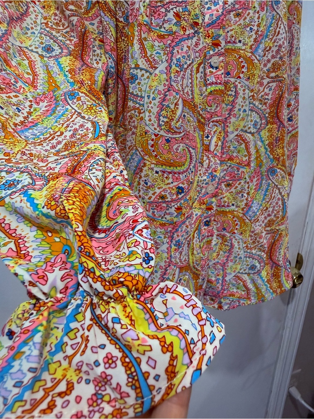 Paisley Print Long-Sleeve Blouse in Multicolor (Smalls runs big) - Picture 4 of 4